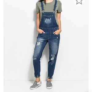 zumiez distressed overalls